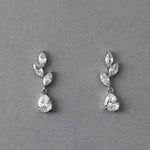Leaf Pear Drop CZ Pendant & Earrings - Earrings - Cassandra Lynne