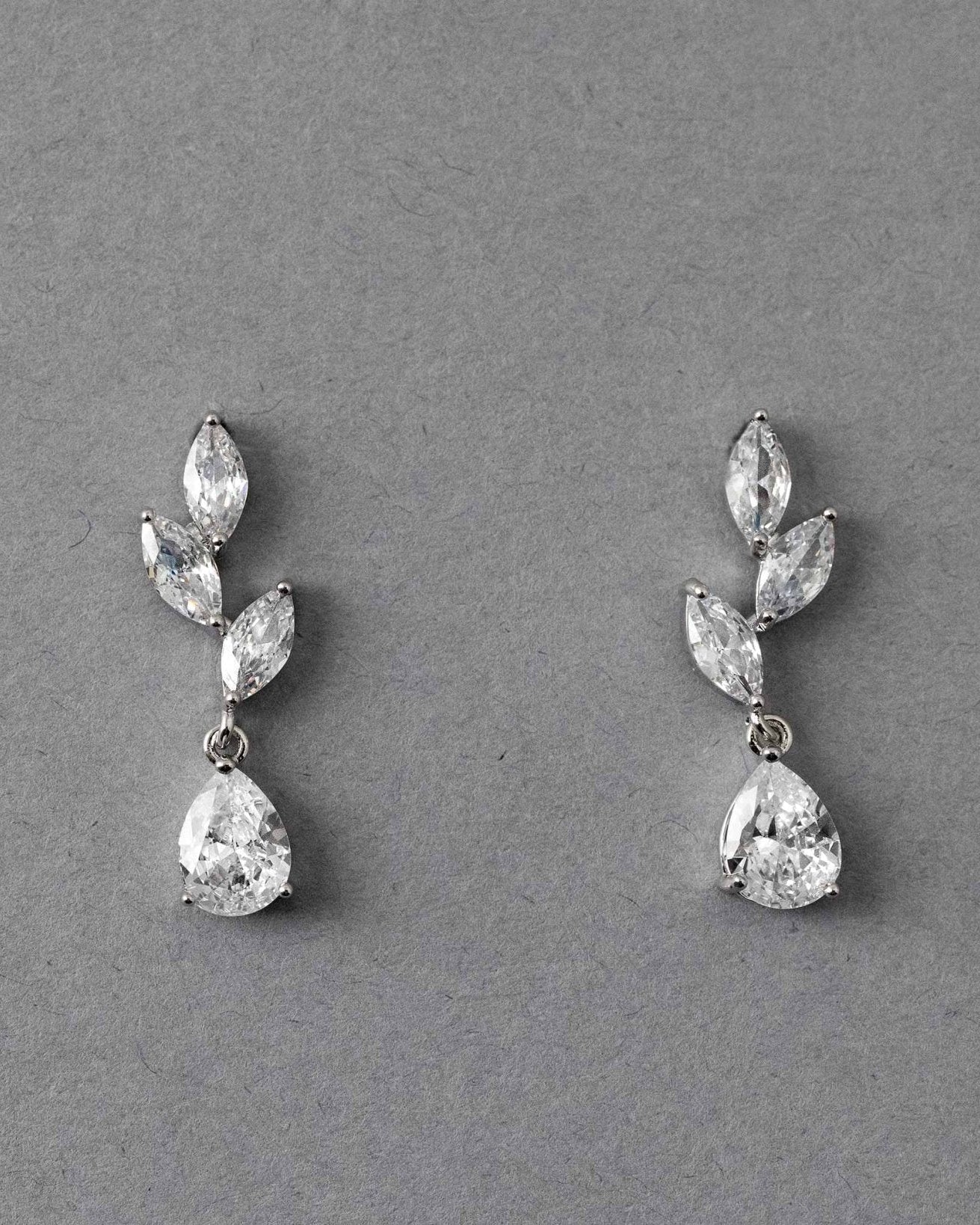 Leaf Pear Drop CZ Pendant & Earrings - Earrings - Cassandra Lynne