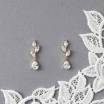 Leaf Pear Drop CZ Pendant & Earrings - Earrings - Cassandra Lynne