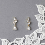 Leaf Pear Drop CZ Pendant & Earrings - Earrings - Cassandra Lynne
