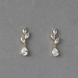 Leaf Pear Drop CZ Pendant & Earrings - Earrings - Cassandra Lynne