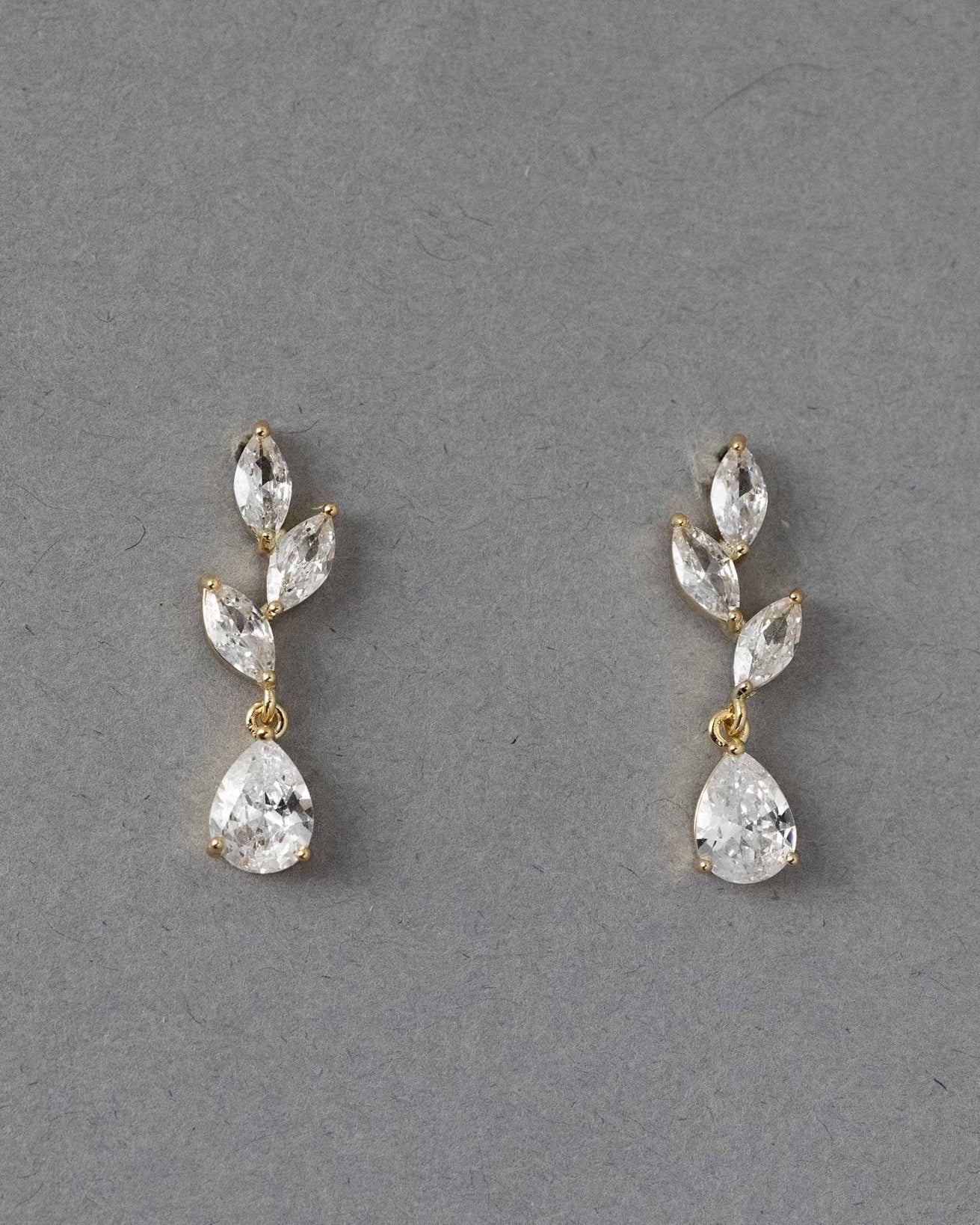 Leaf Pear Drop CZ Pendant & Earrings - Earrings - Cassandra Lynne