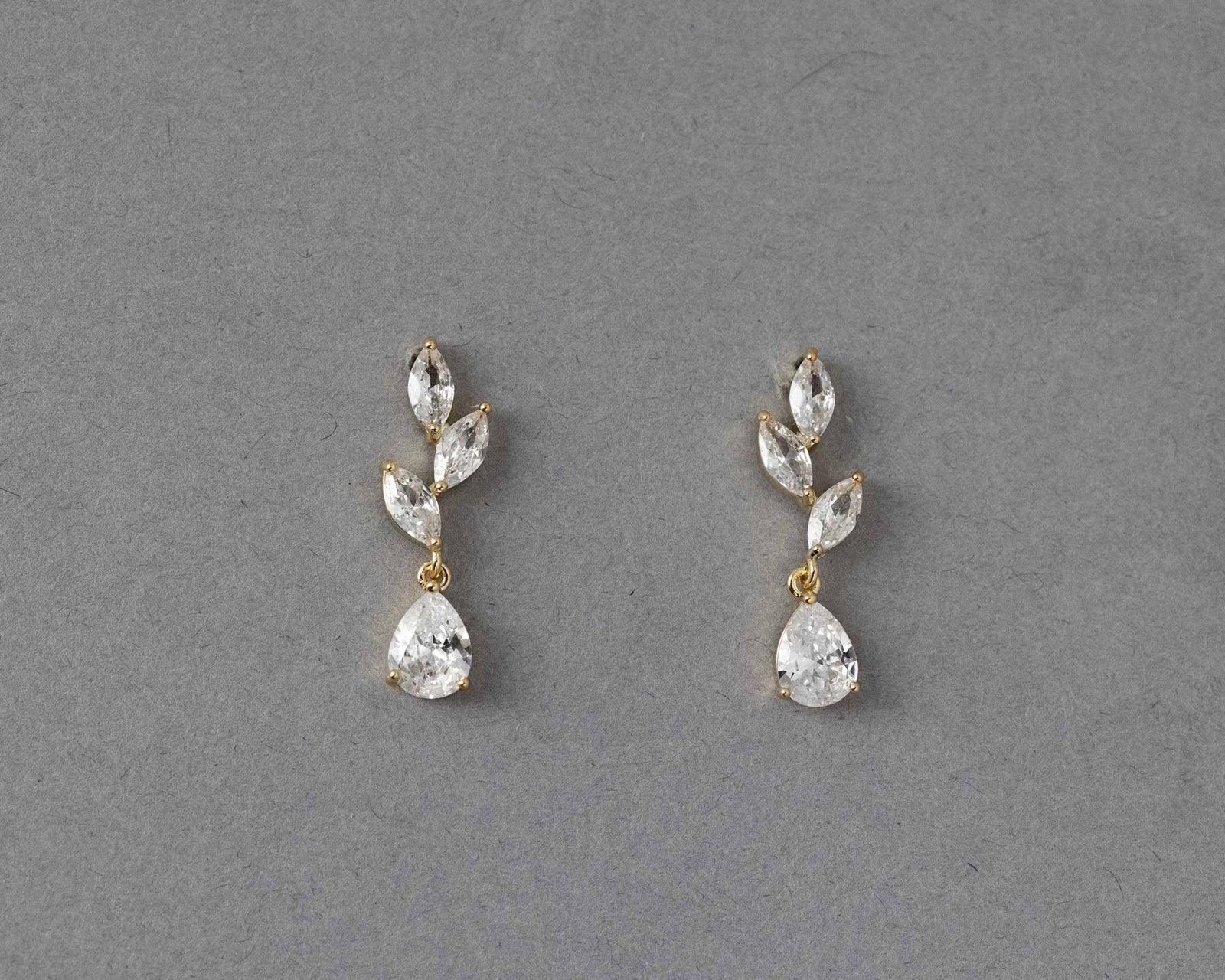 Leaf Pear Drop CZ Pendant & Earrings - Earrings - Cassandra Lynne