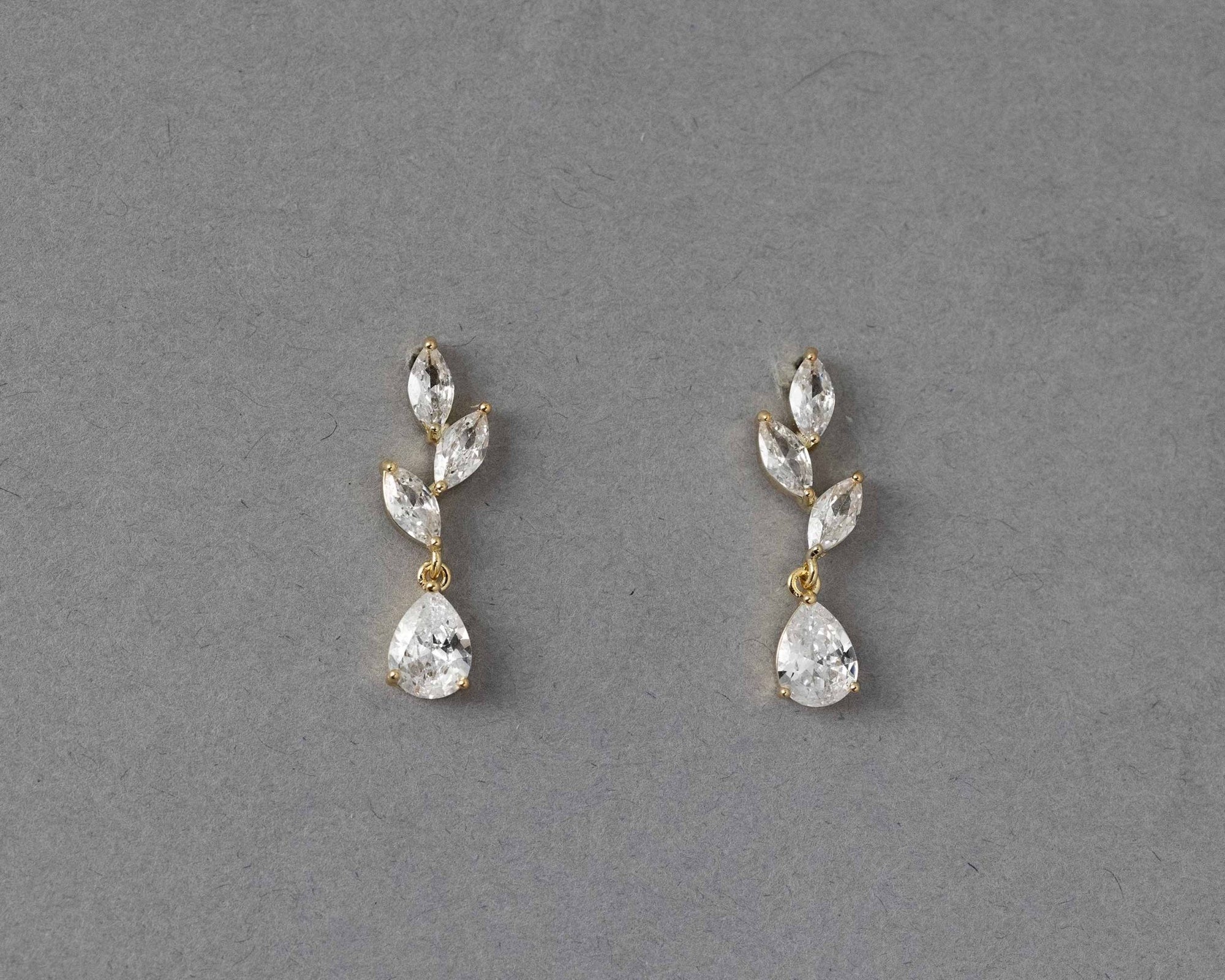 Leaf Pear Drop CZ Pendant & Earrings - Earrings - Cassandra Lynne