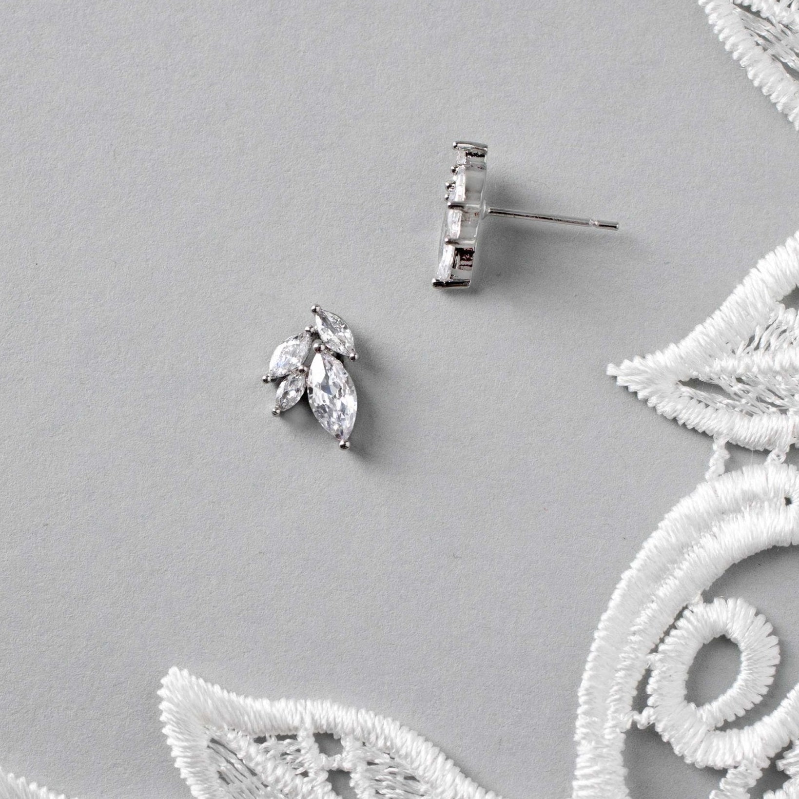 Leaf Stud CZ Earrings - Earrings - Cassandra Lynne