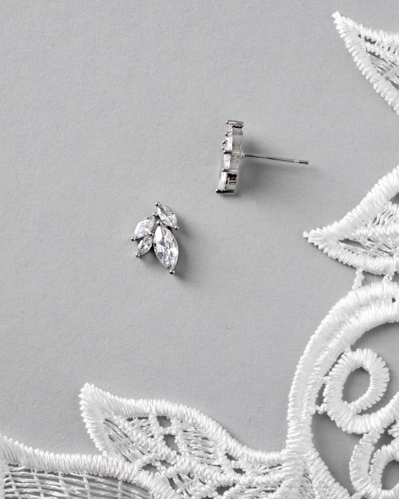 Leaf Stud CZ Earrings - Earrings - Cassandra Lynne