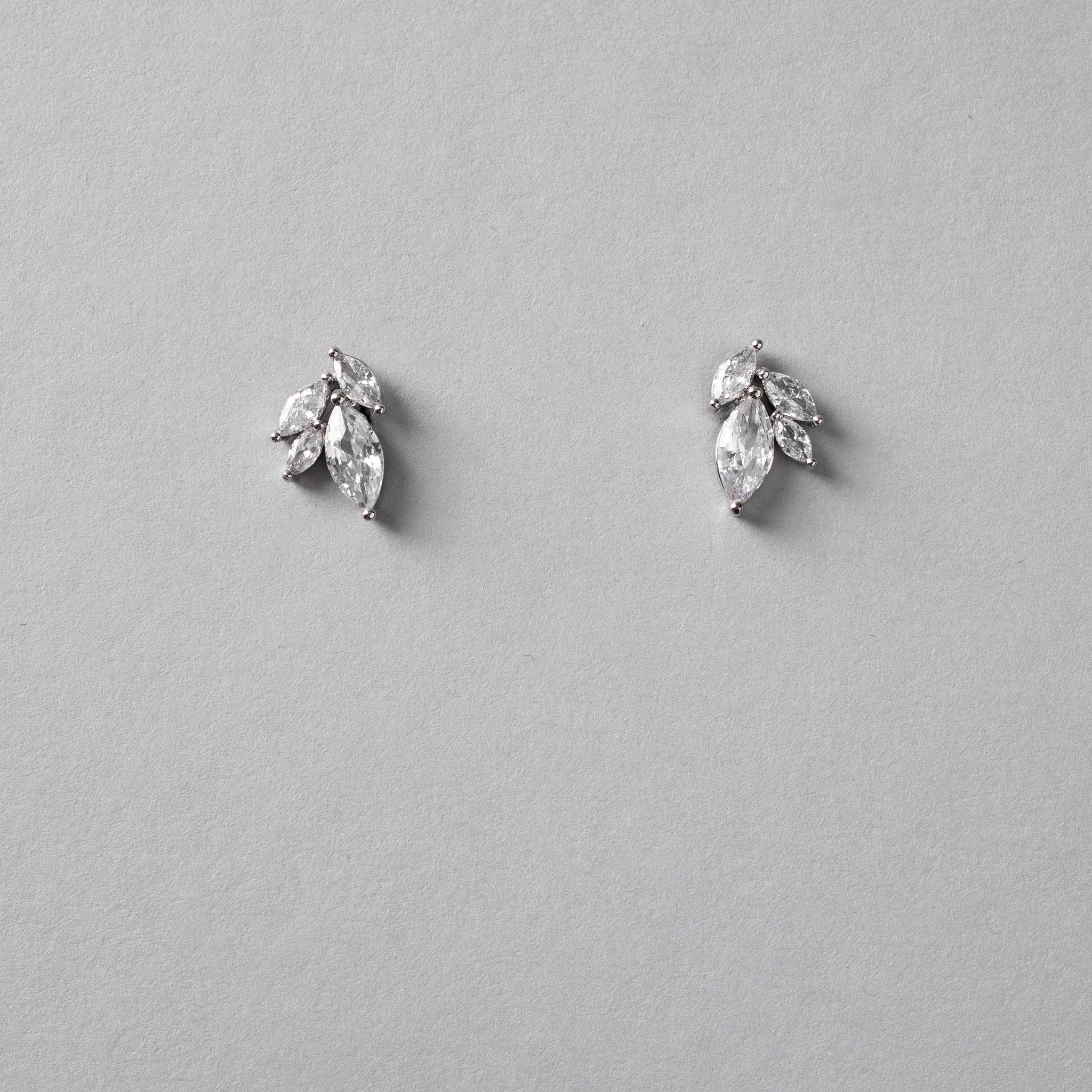 Leaf Stud CZ Earrings - Earrings - Cassandra Lynne