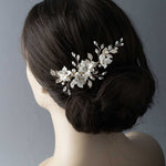 Leafy Bridal Hair Comb with Porcelain Flowers - Hair Combs - Cassandra Lynne
