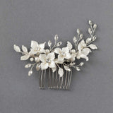 Leafy Bridal Hair Comb with Porcelain Flowers - Hair Combs - Cassandra Lynne
