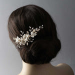 Leafy Bridal Hair Comb with Porcelain Flowers - Hair Combs - Cassandra Lynne