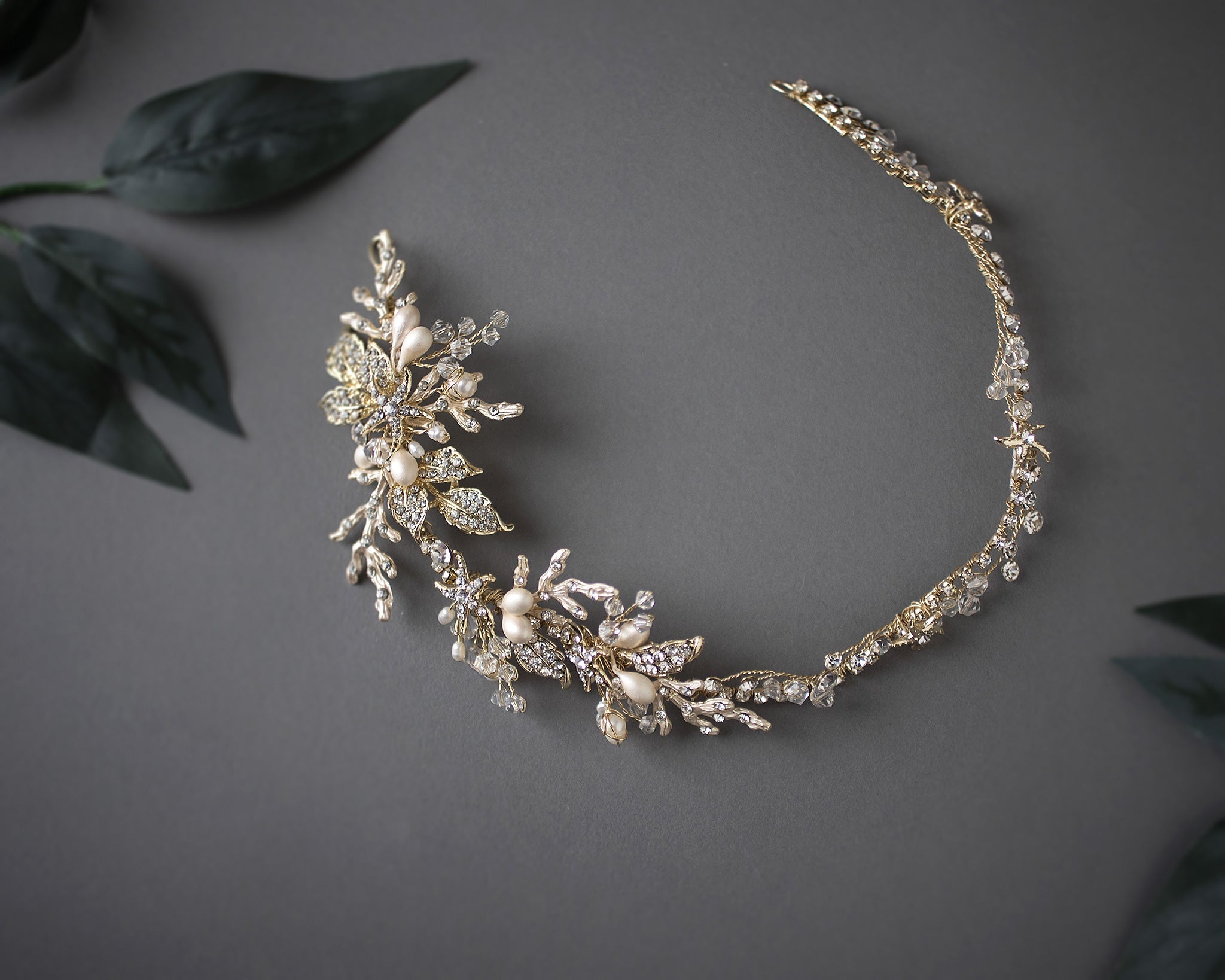 Light Gold Beach Wedding Headpiece - Headband - Cassandra Lynne