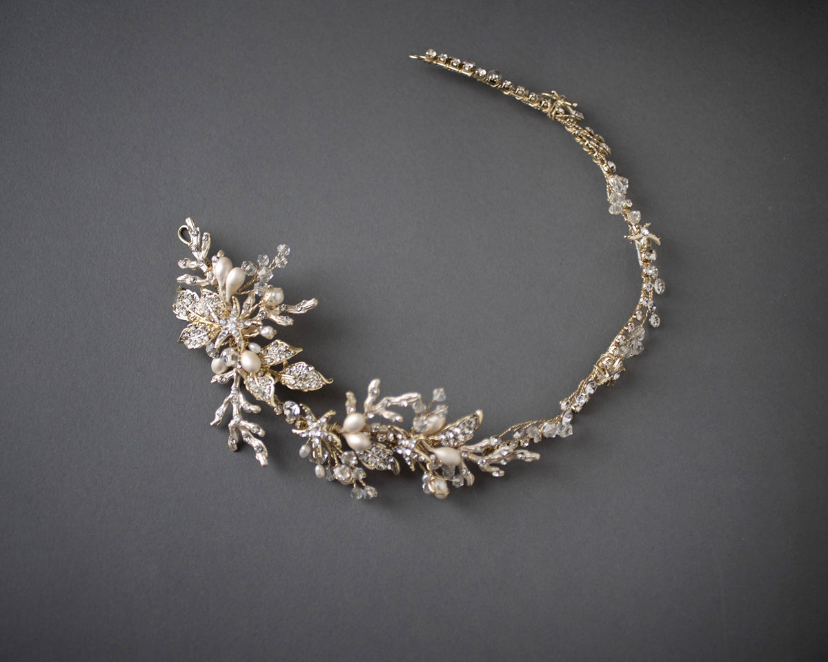 Light Gold Beach Wedding Headpiece - Headband - Cassandra Lynne