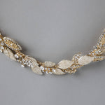 Light Gold Bridal Headband with Shimmer Leaves - Headband - Cassandra Lynne