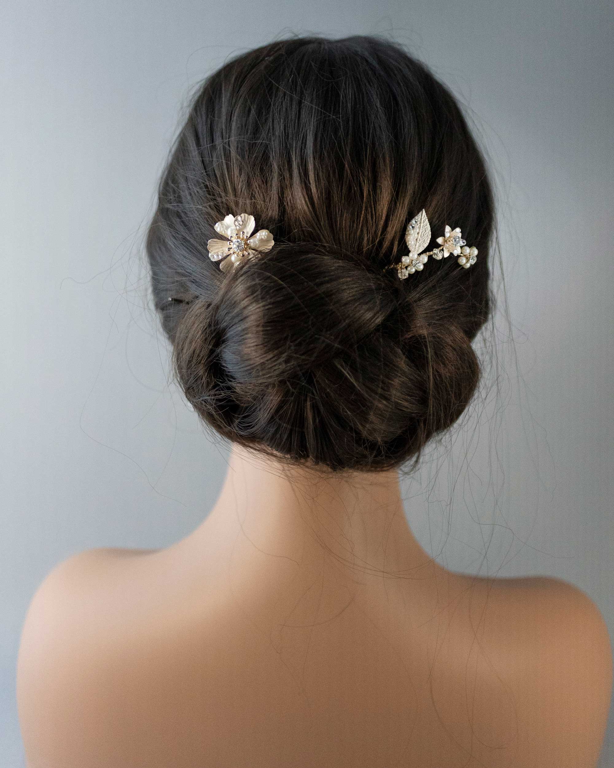 Matte Gold Flower Hair Pin Set for the Bride