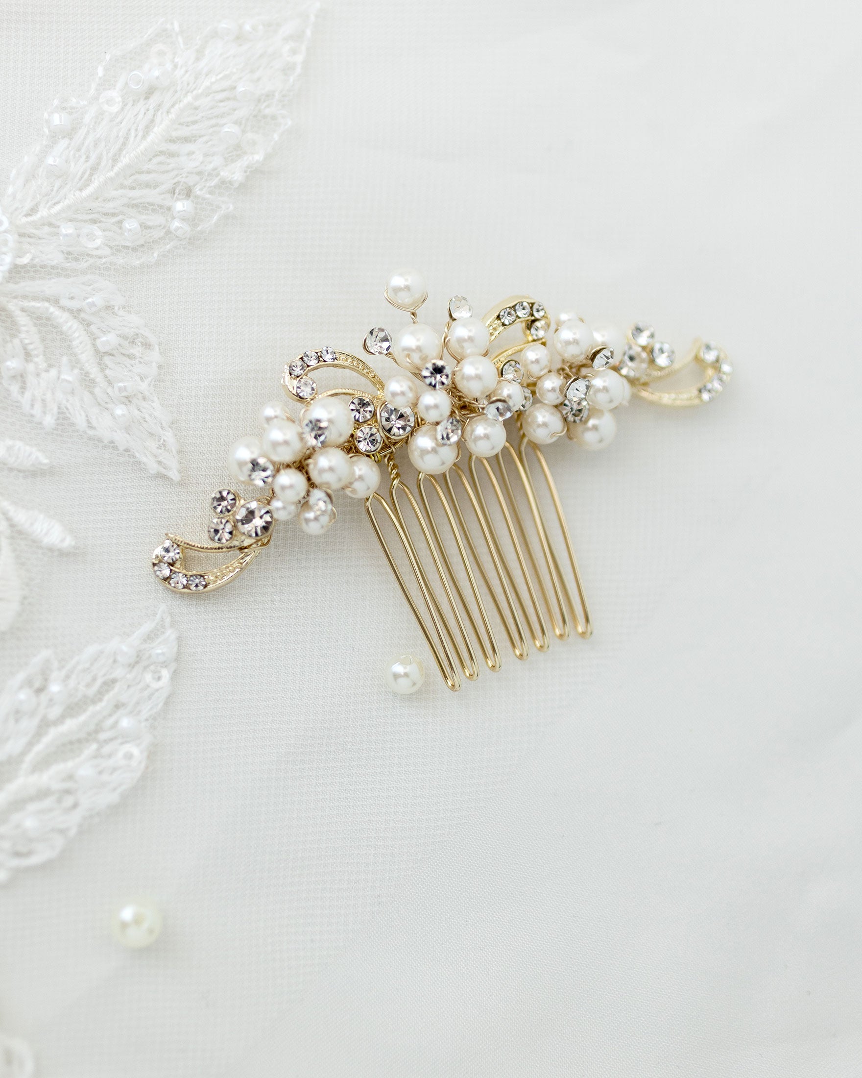 Small Swirls and Ivory Pearl Comb - Cassandra Lynne