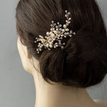 Pearl and Crystal Spray Wedding Hair Clip - Hair Clips - Cassandra Lynne