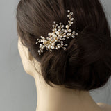Pearl and Crystal Spray Wedding Hair Clip - Hair Clips - Cassandra Lynne