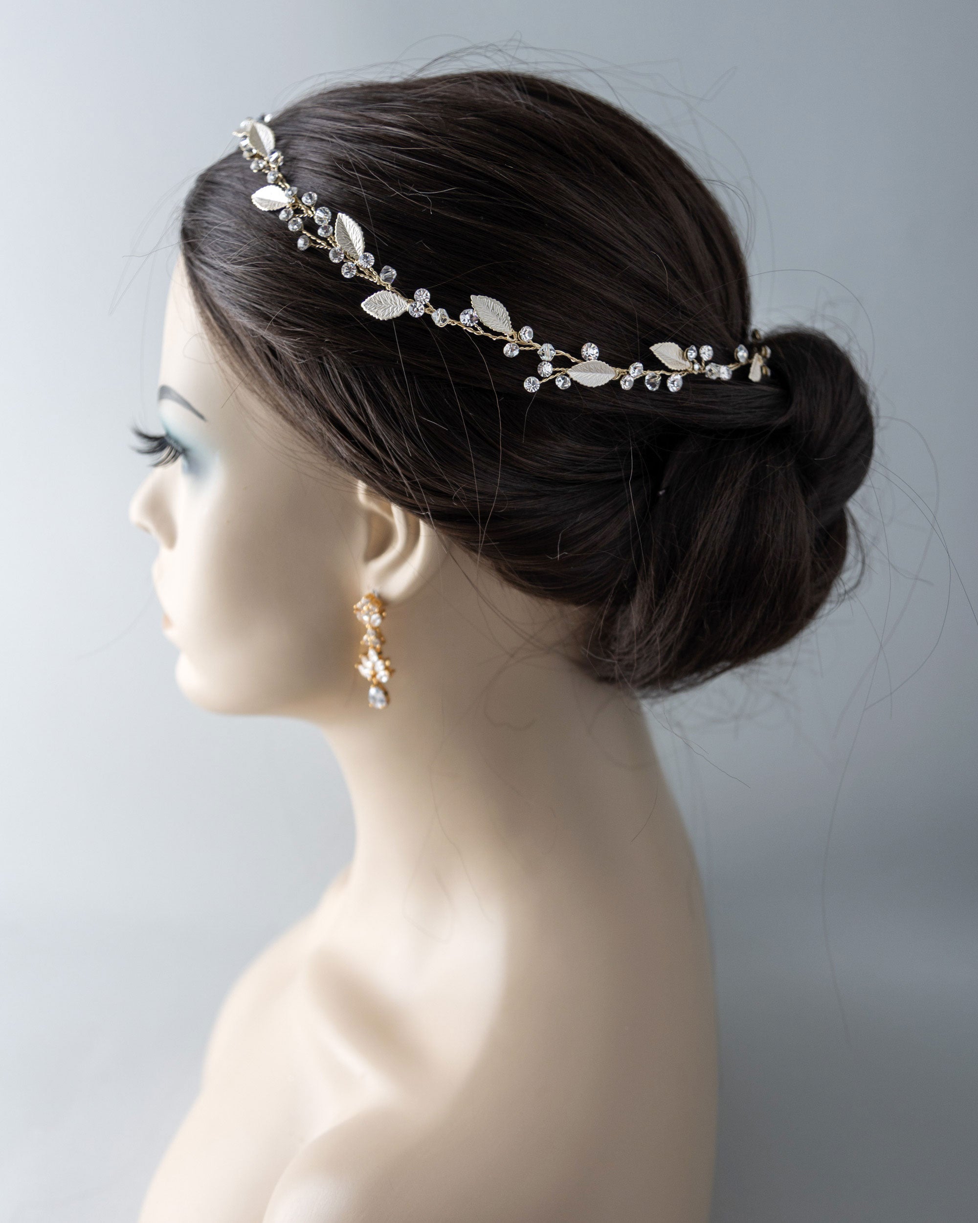 Wedding Hair Vine Halo in Light Gold -Cassandra Lynne