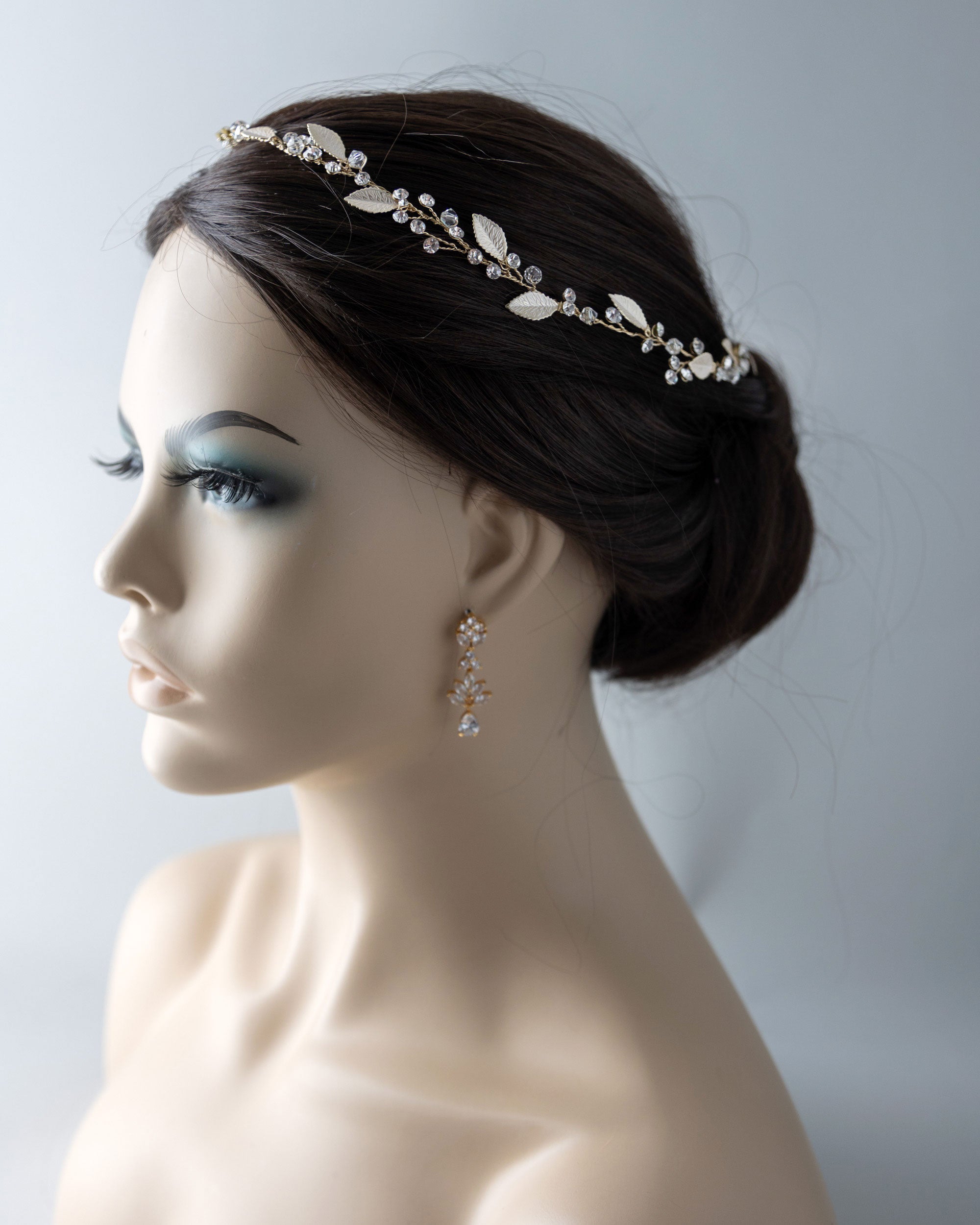 Wedding Hair Vine Halo in Light Gold -Cassandra Lynne