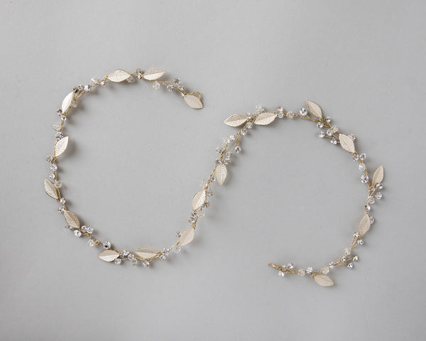 Wedding Hair Vine Halo in Light Gold