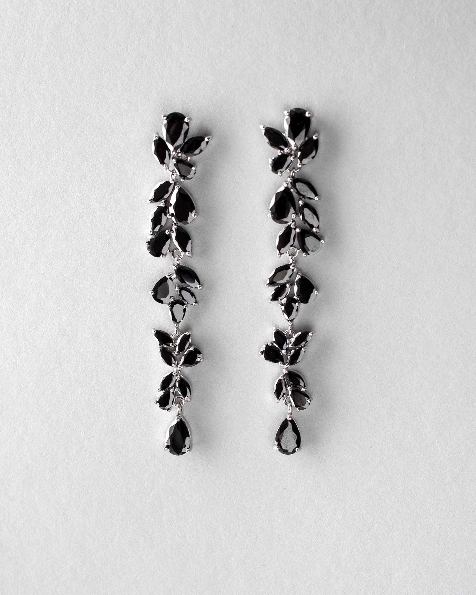 Long Bridal Earrings of Teardrop and Marquise CZ - Earrings - Cassandra Lynne