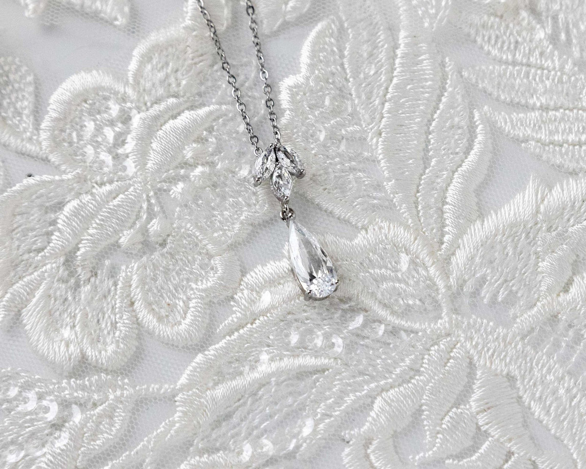 Long Teardrop Pear Pendant Necklace - Pendant - Cassandra Lynne