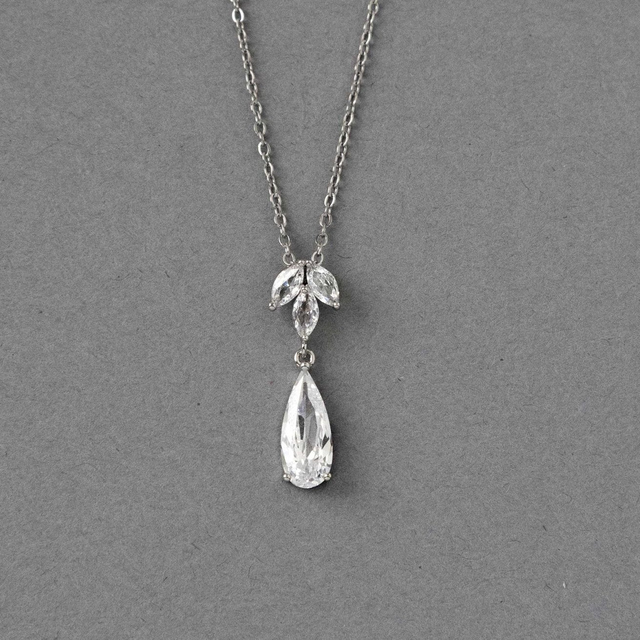 Long Teardrop Pear Pendant Necklace - Pendant - Cassandra Lynne