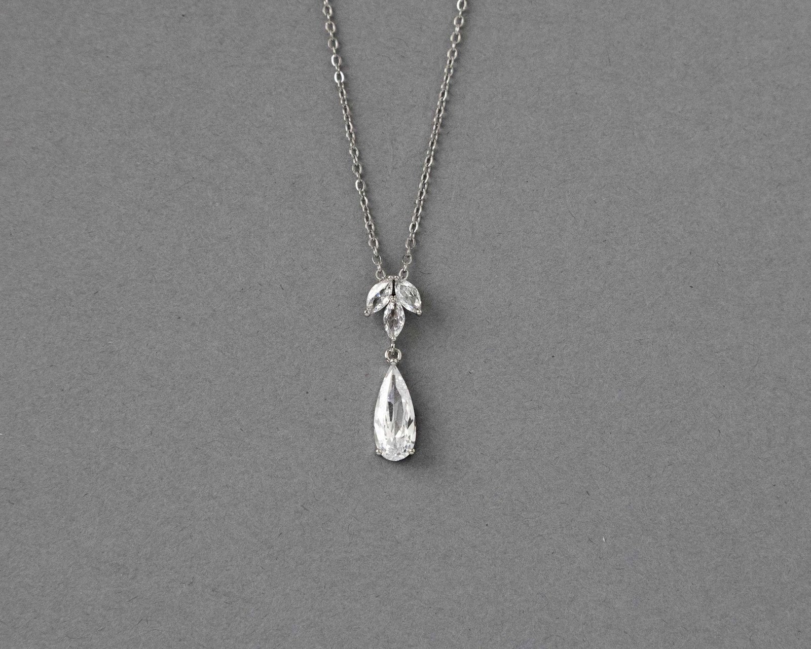 Long Teardrop Pear Pendant Necklace - Pendant - Cassandra Lynne