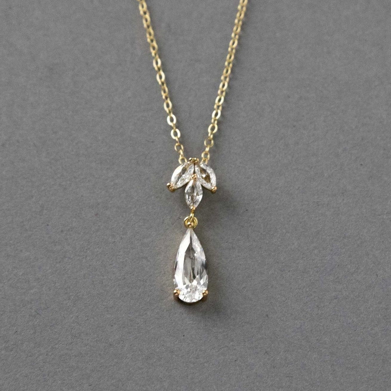 Long Teardrop Pear Pendant Necklace - Pendant - Cassandra Lynne