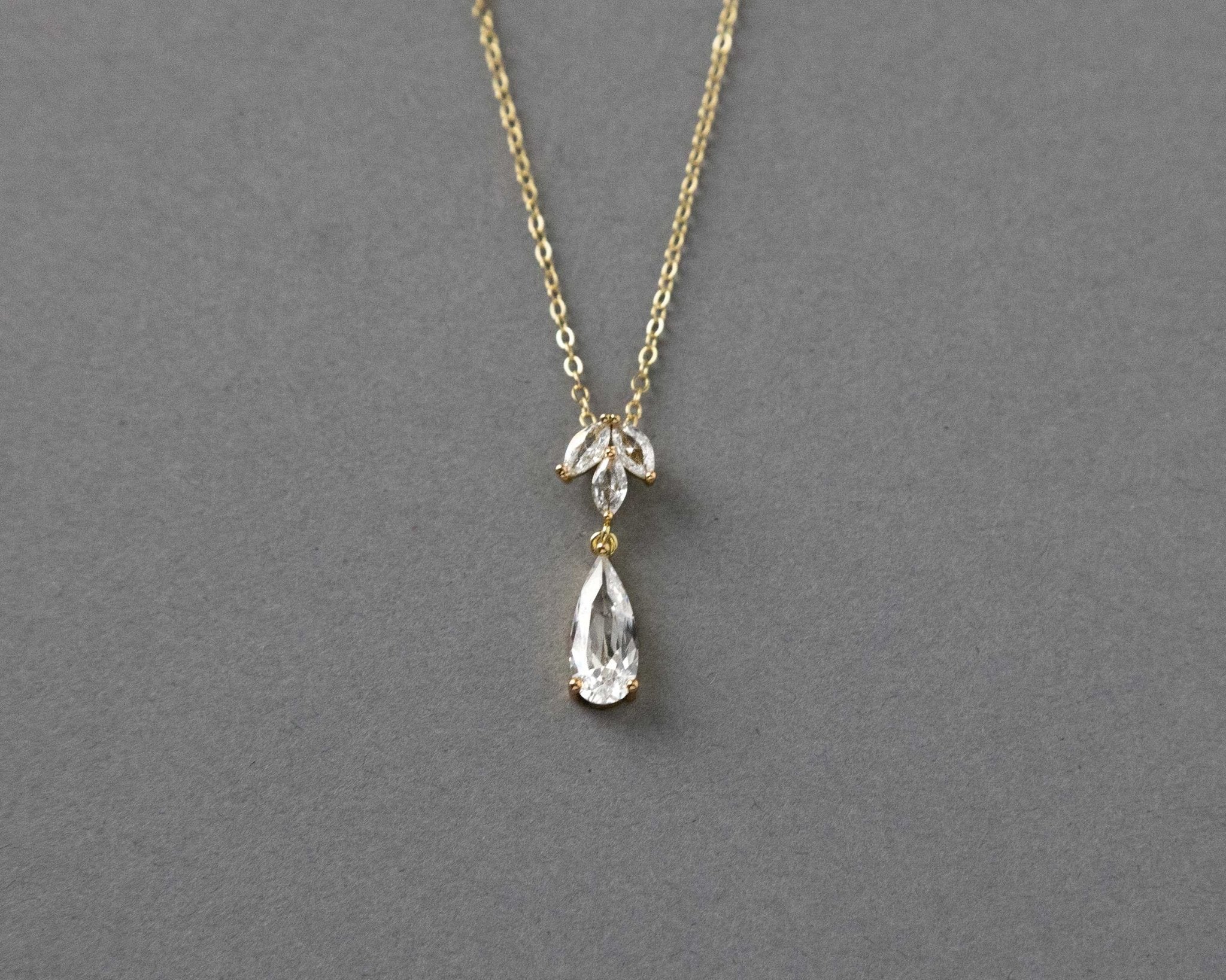Long Teardrop Pear Pendant Necklace - Pendant - Cassandra Lynne