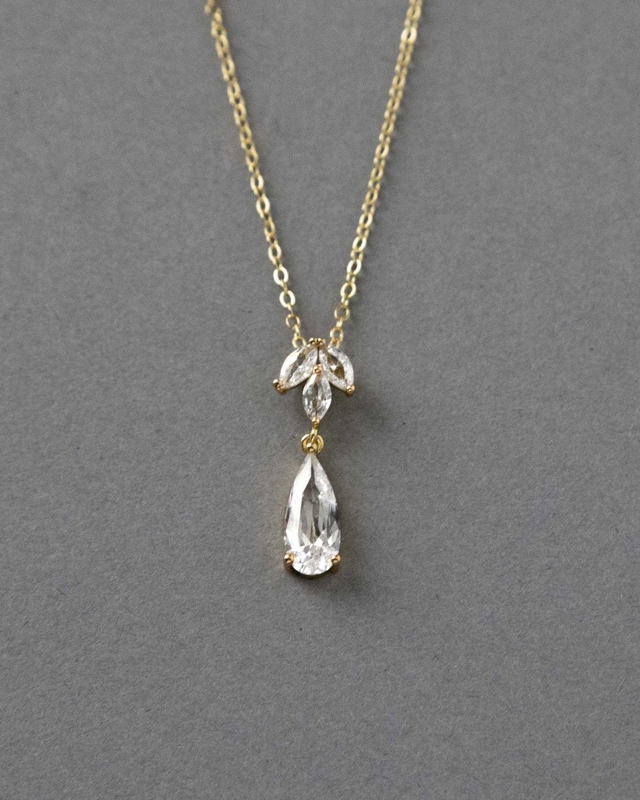 Long Teardrop Pear Pendant Necklace - Pendant - Cassandra Lynne