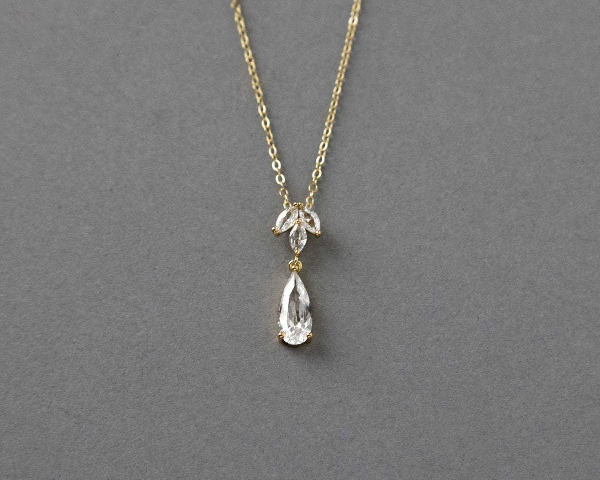 Long Teardrop Pear Pendant Necklace - Pendant - Cassandra Lynne