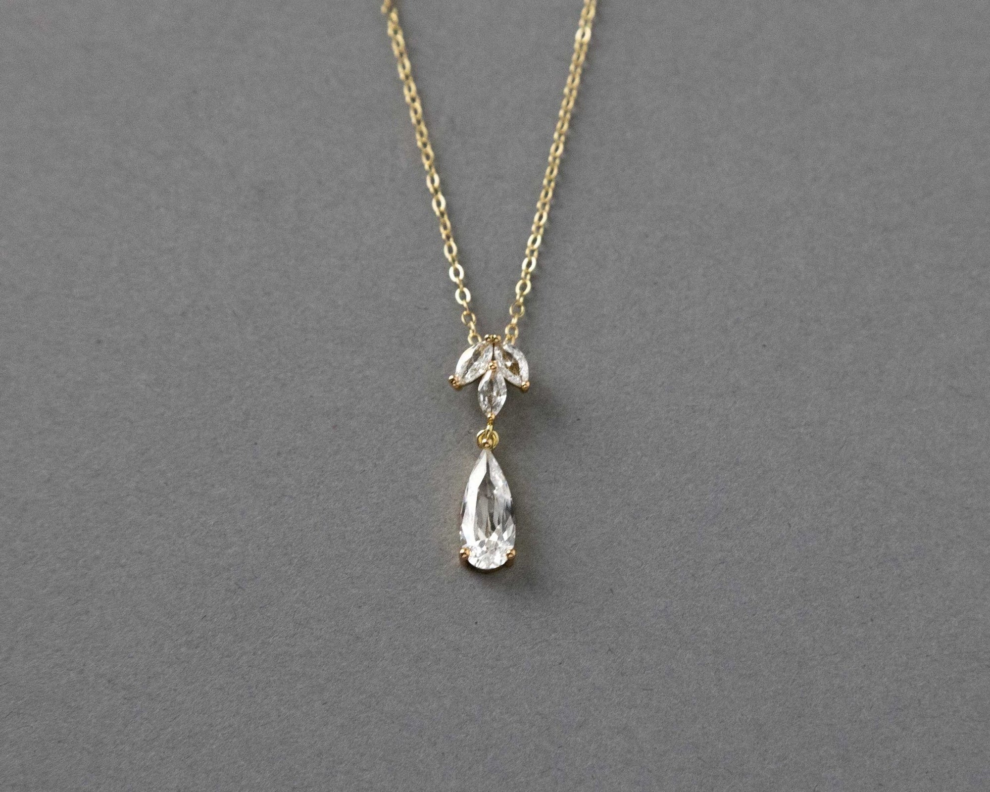 Long Teardrop Pear Pendant Necklace - Pendant - Cassandra Lynne