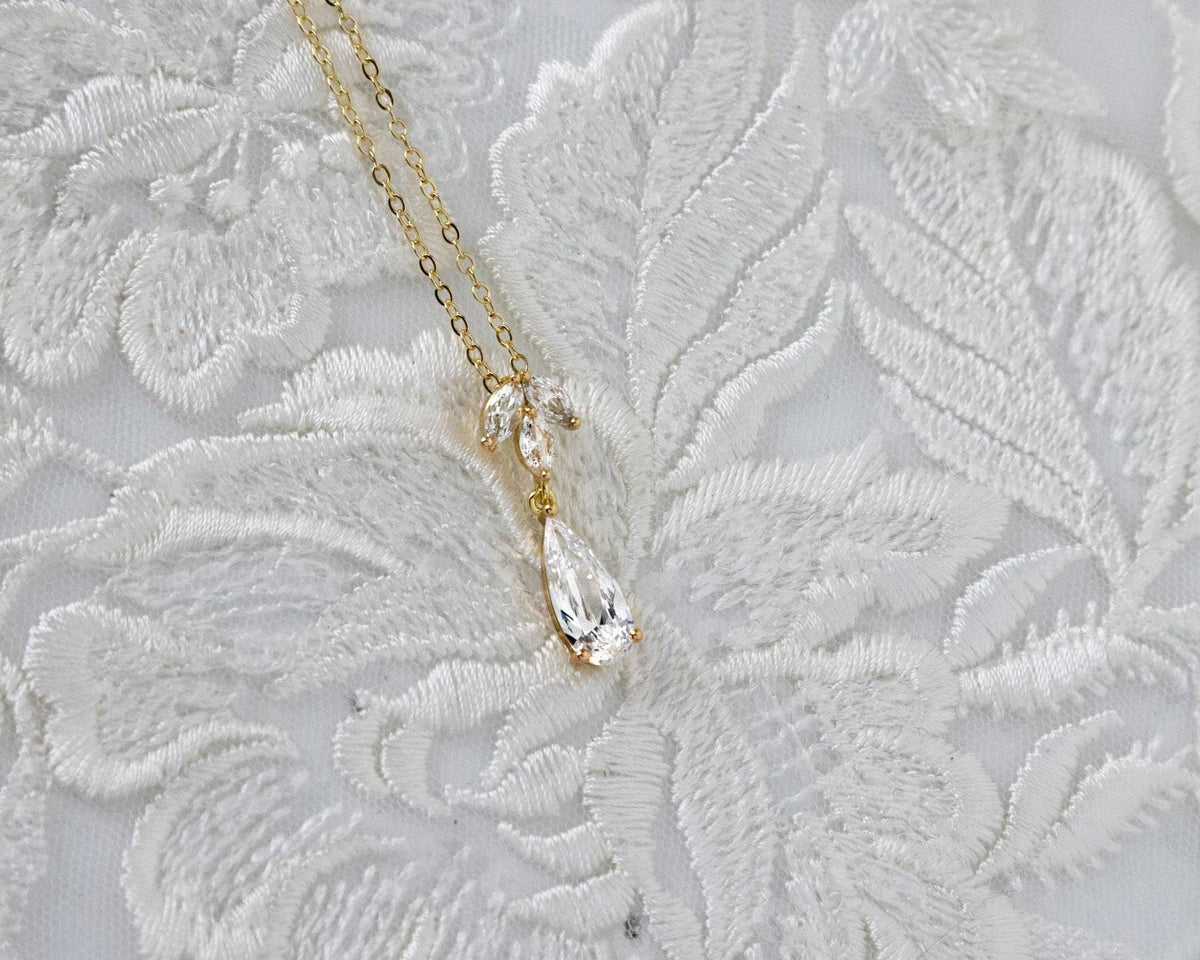 Long Teardrop Pear Pendant Necklace - Pendant - Cassandra Lynne