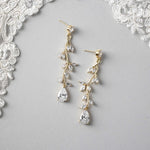 Long Vine CZ Wedding Earrings - Cassandra Lynne