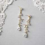 Long Vine CZ Wedding Earrings - Cassandra Lynne