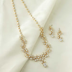 Pearl Wedding Necklace with CZ Leaves