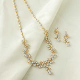 Pearl Wedding Necklace with CZ Leaves