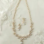Pearl Wedding Necklace with CZ Leaves