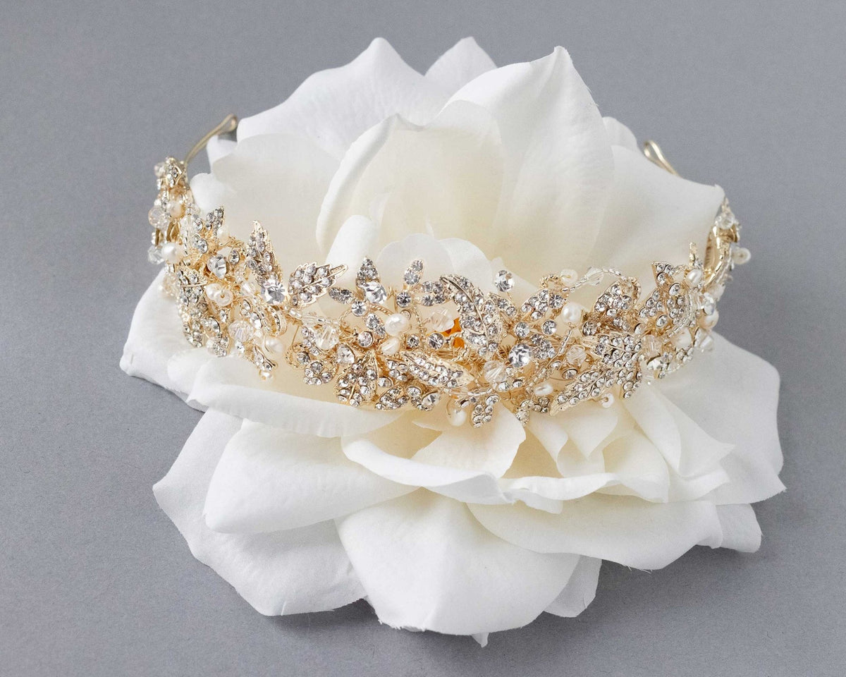 Luxurious Bridal Headpiece of Crystals and Pearls - Tiara - Cassandra Lynne