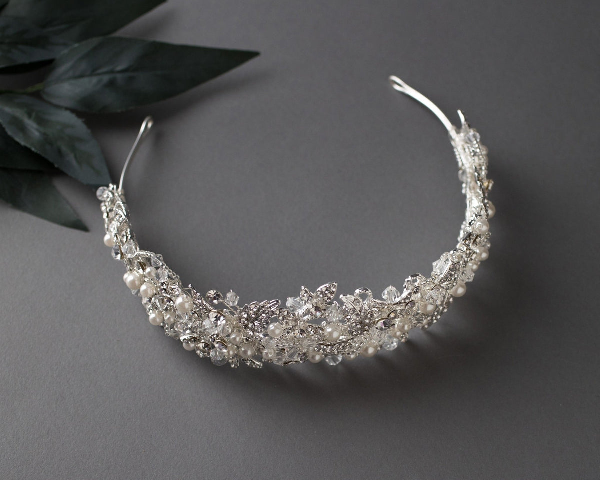 Luxurious Bridal Headpiece of Crystals and Pearls - Tiara - Cassandra Lynne