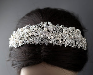 Luxurious Bridal Headpiece of Crystals and Pearls Cassandra Lynne