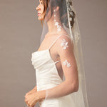 Waltz Mantilla Veil with Lace at the Comb Ivory -Cassandra Lynne