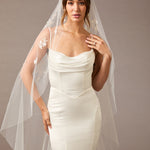 Waltz Mantilla Veil with Lace at the Comb Ivory -Cassandra Lynne