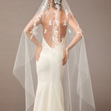 Waltz Mantilla Veil with Lace at the Comb Ivory -Cassandra Lynne