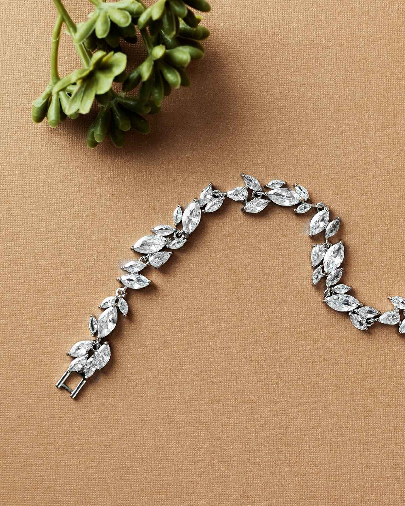 Dainty Marquise Leaf CZ Formal Bracelet - Cassandra Lynne Bridal