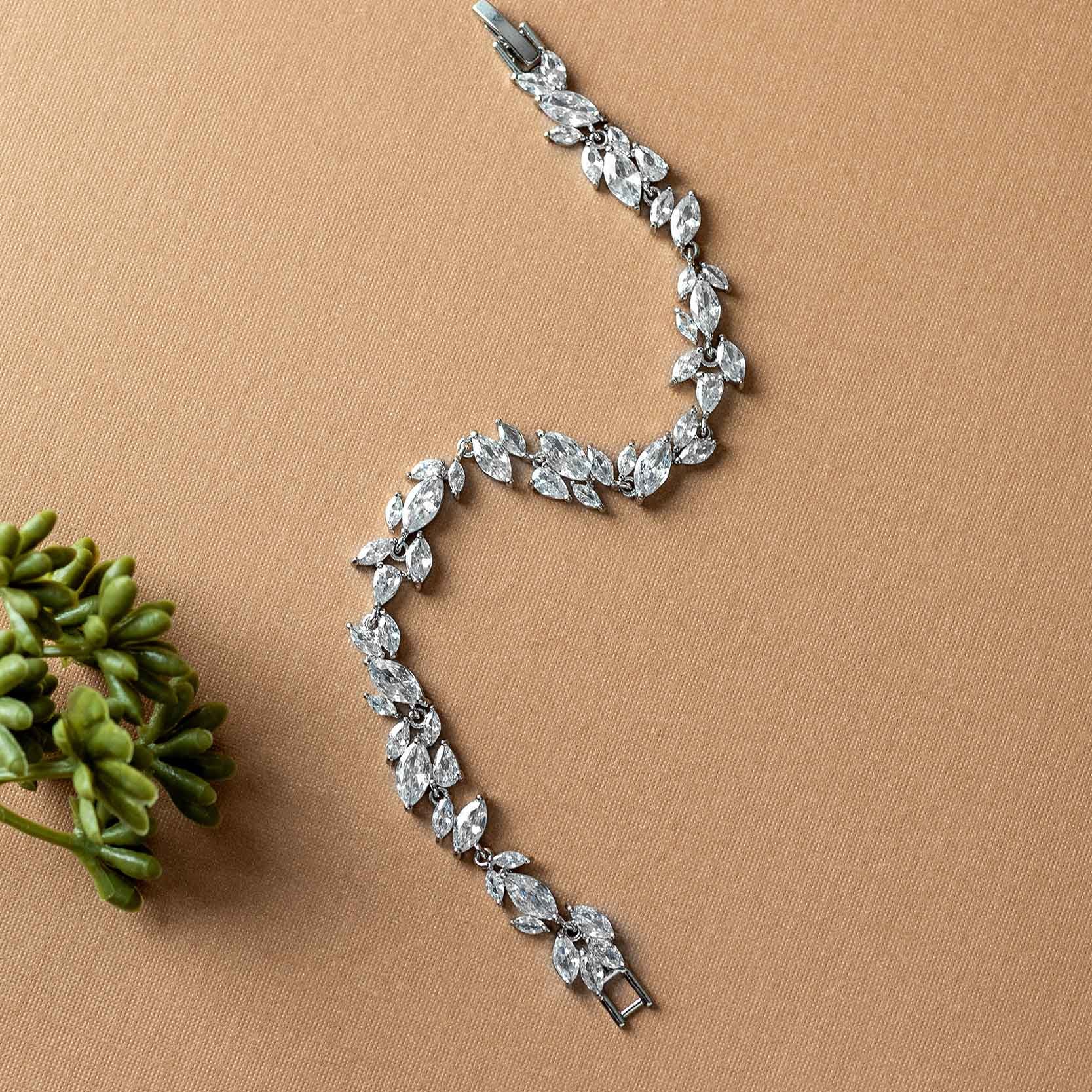 Dainty Marquise Leaf CZ Formal Bracelet - Cassandra Lynne