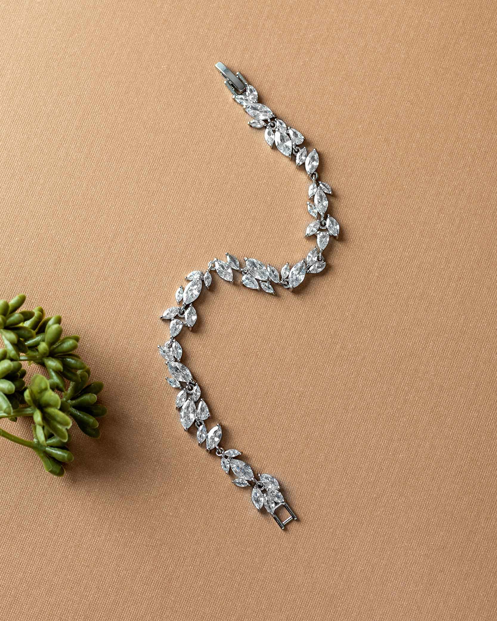 Dainty Marquise Leaf CZ Formal Bracelet - Cassandra Lynne