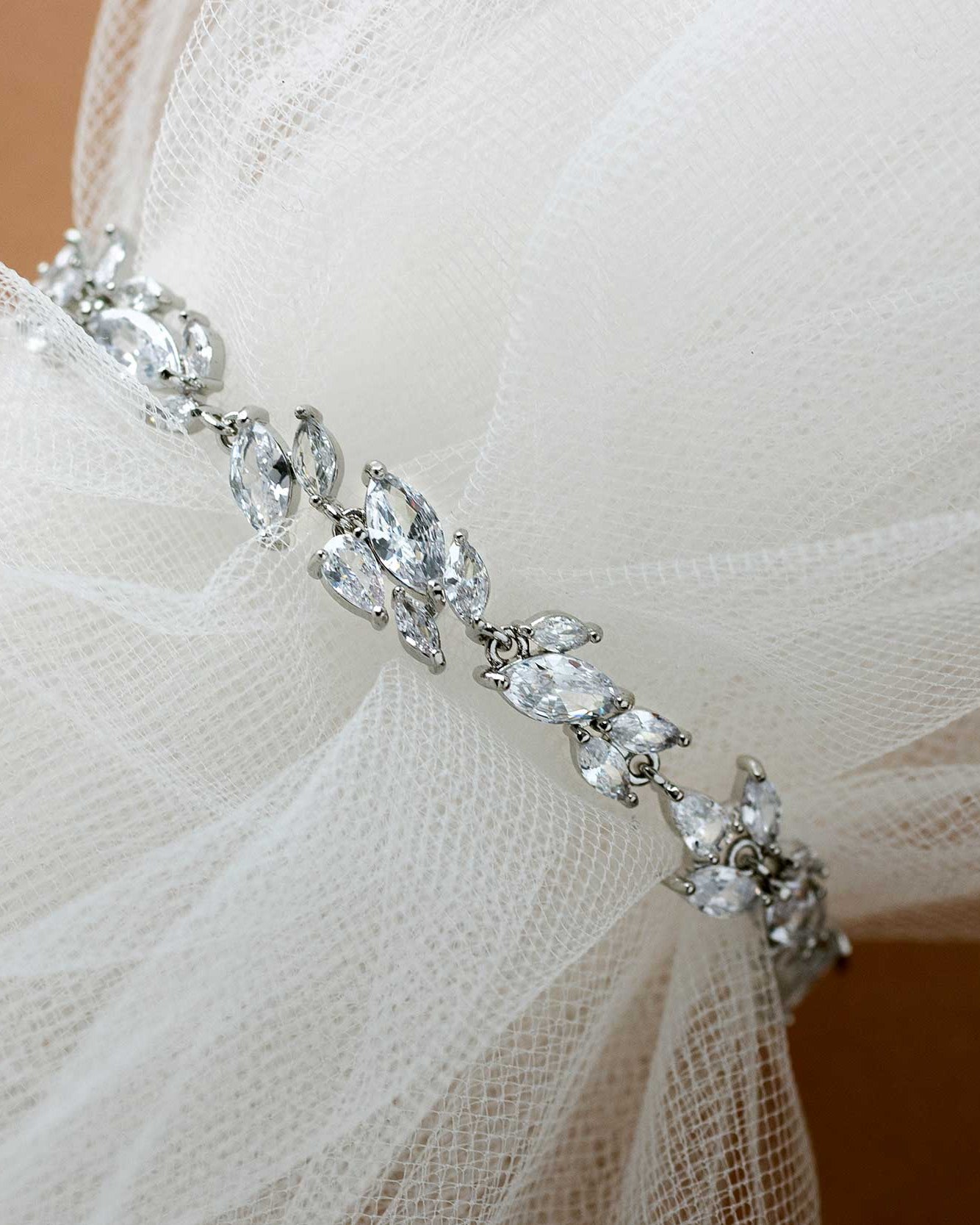 Dainty Marquise Leaf CZ Formal Bracelet - Cassandra Lynne Bridal