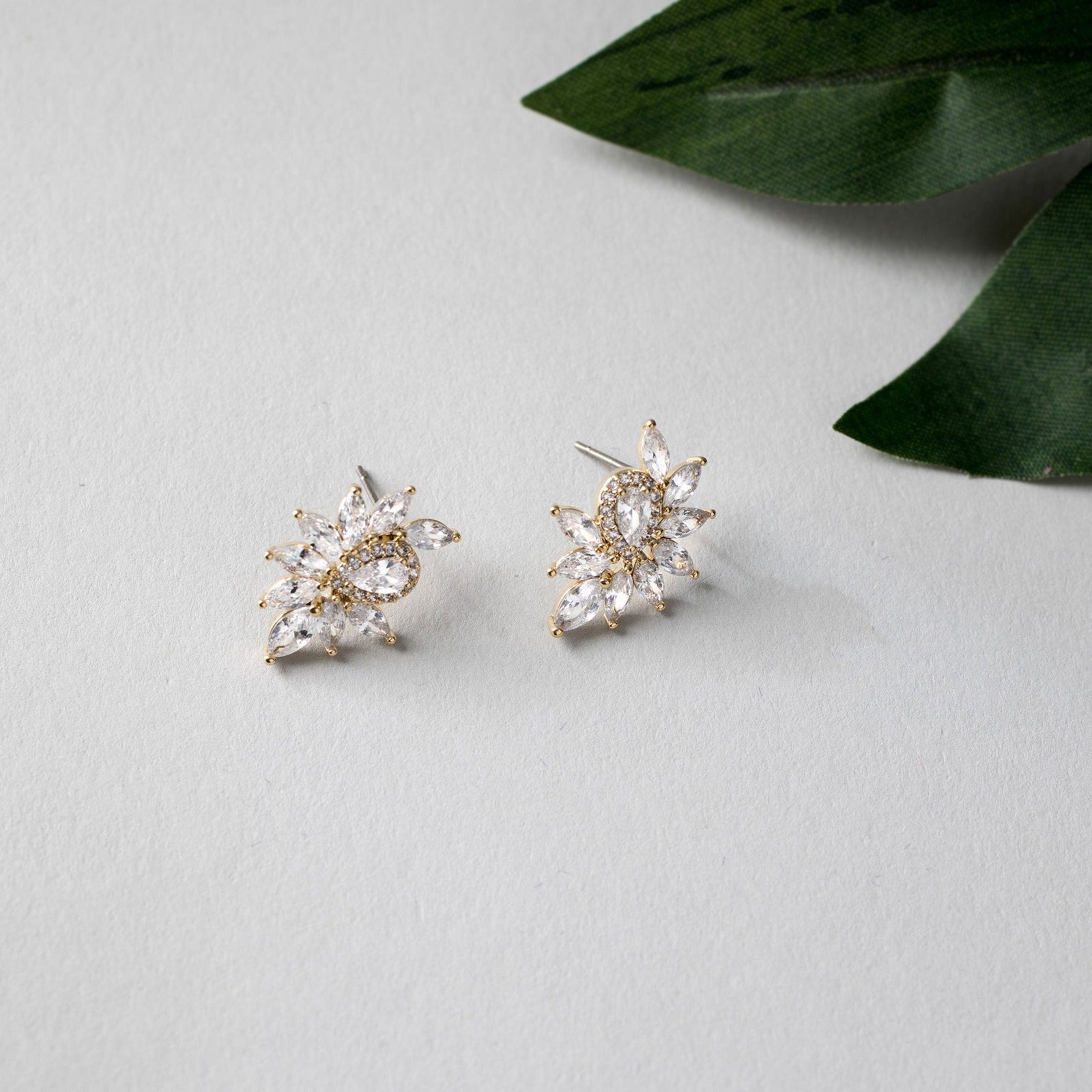 Marquise Cluster Stud CZ Earrings - Earrings - Cassandra Lynne